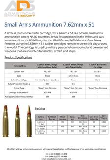 Small Arms Ammunition 7.62mm x 51