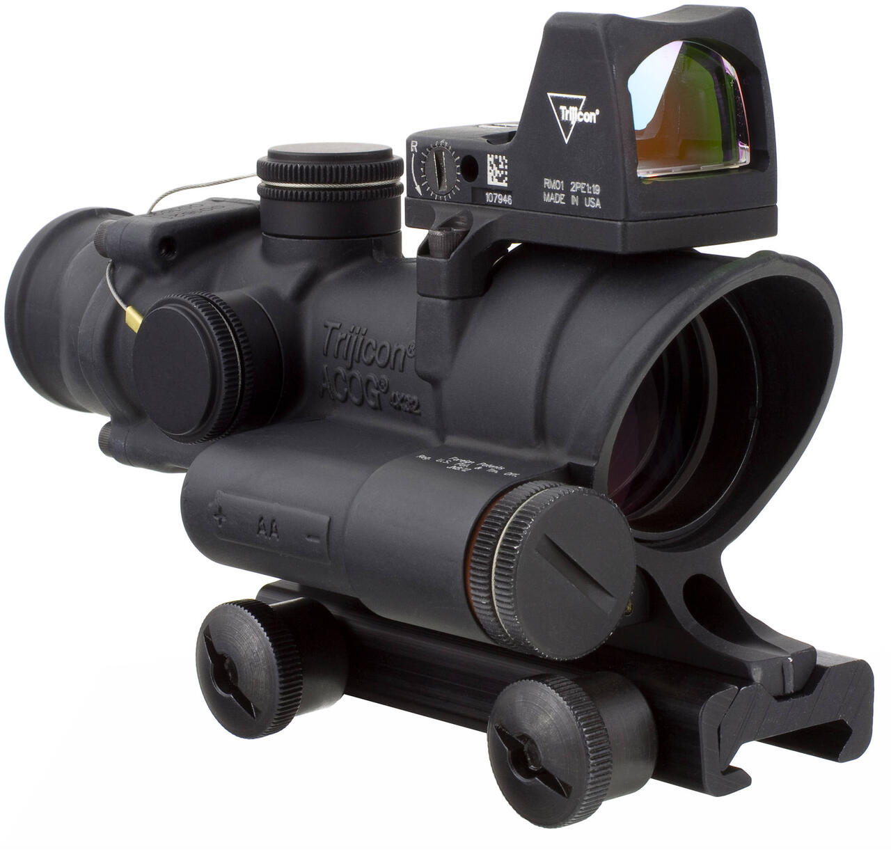 Trijicon 4x32 ACOG LED Illuminated Scope and 3.25 MOA Red Dot Type 2 ...